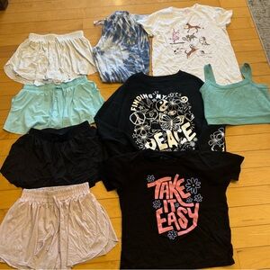 Girls Size 12 Bundle with Graphic Tees and Shorts